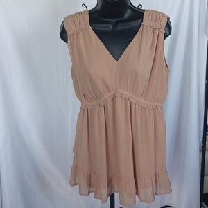 NWT The Nines Sleeveless V-Neck Empire Waist Top, Ruffled, lined